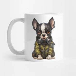 Boston Terrier Dog Wearing Gas Mask Mug